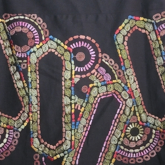 Sevier Skirts | Brown Skirt with Colorful Embroidery - Picture 2 of 4